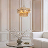 Venice Four Light Two Tier Square Pendant with Champagne Textured Glass Panels