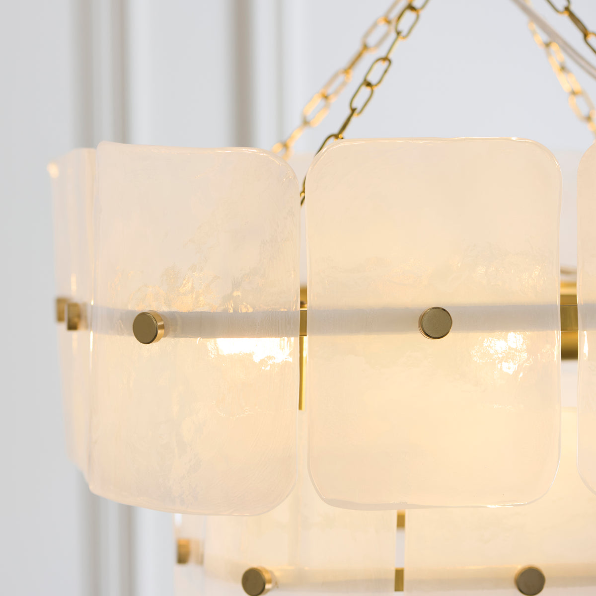 Venice Four Light Two Tier Square Pendant with White Textured Glass Panels