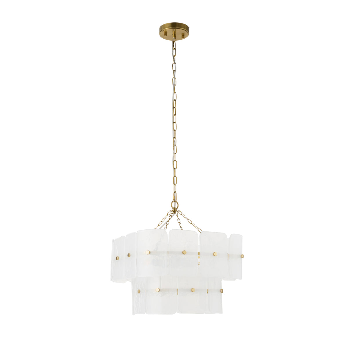 Venice Four Light Two Tier Square Pendant with White Textured Glass Panels