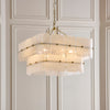 Venice Six Light Two Tier Square Pendant with White Textured Glass Panels