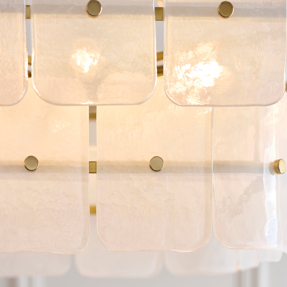 Venice Six Light Two Tier Square Pendant with White Textured Glass Panels