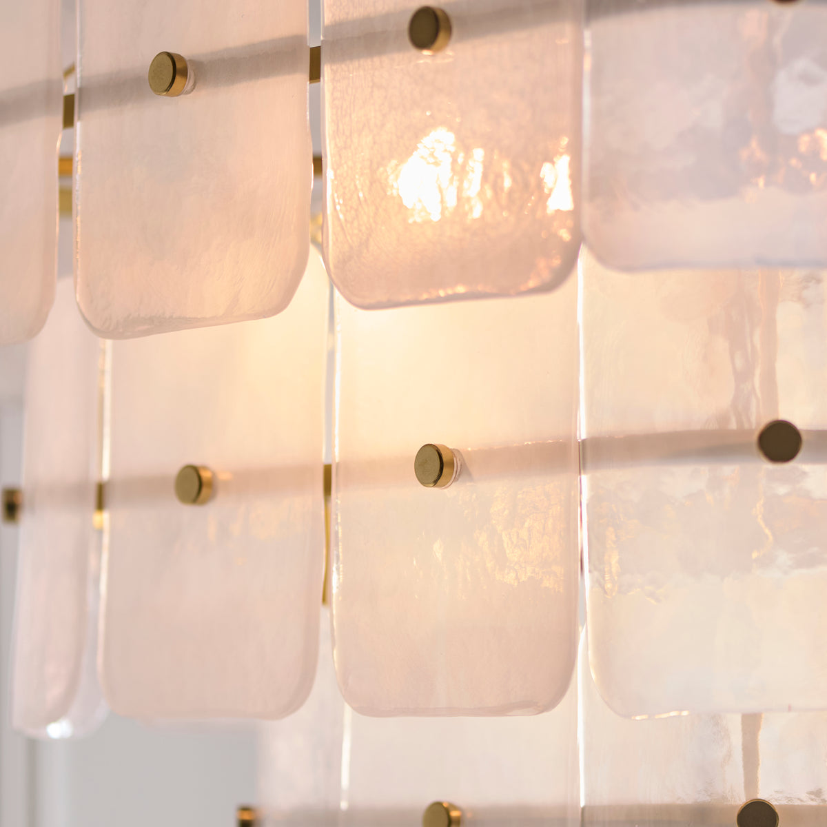 Venice Ten Light Three Tier Square Pendant with White Textured Glass Panels
