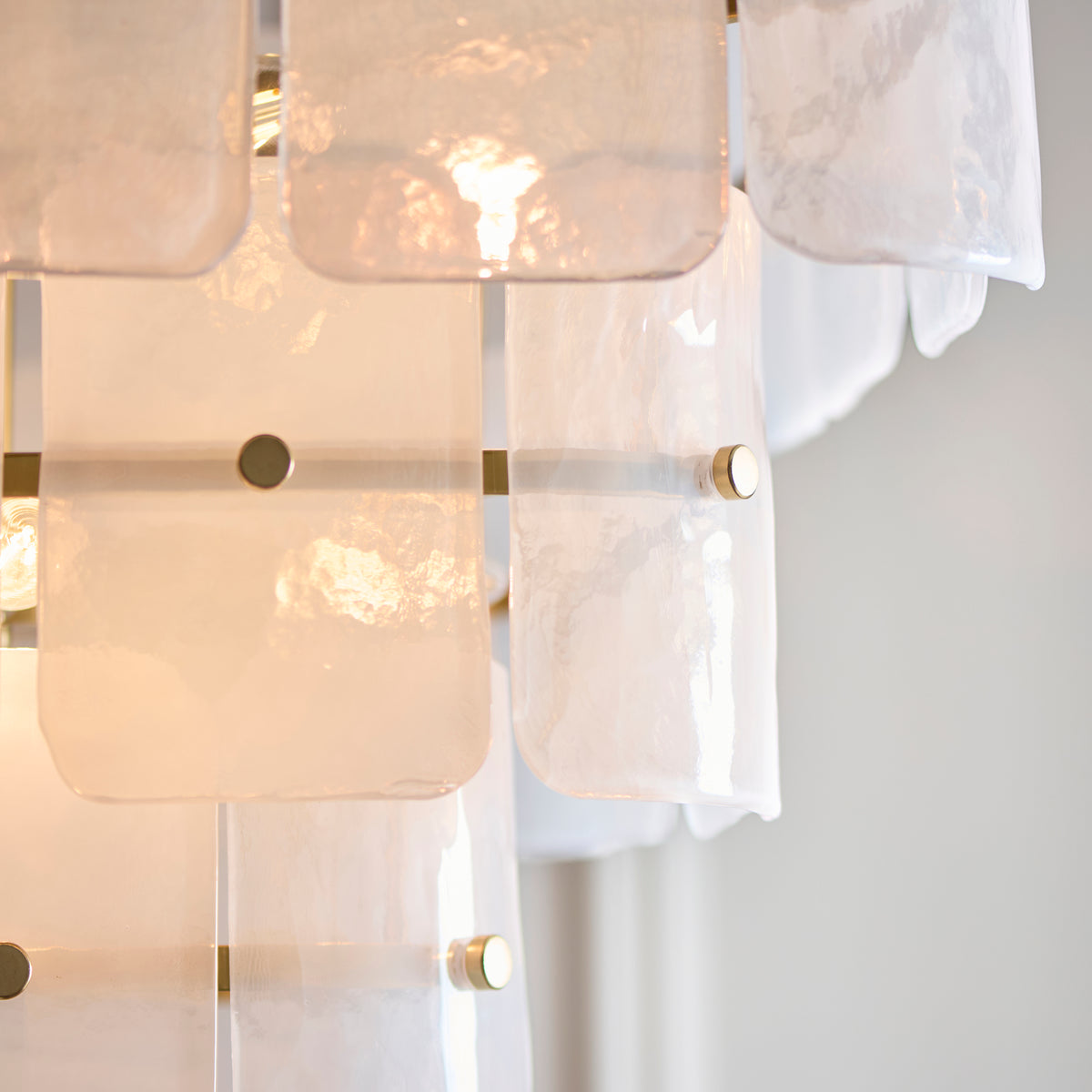 Venice Ten Light Three Tier Square Pendant with White Textured Glass Panels