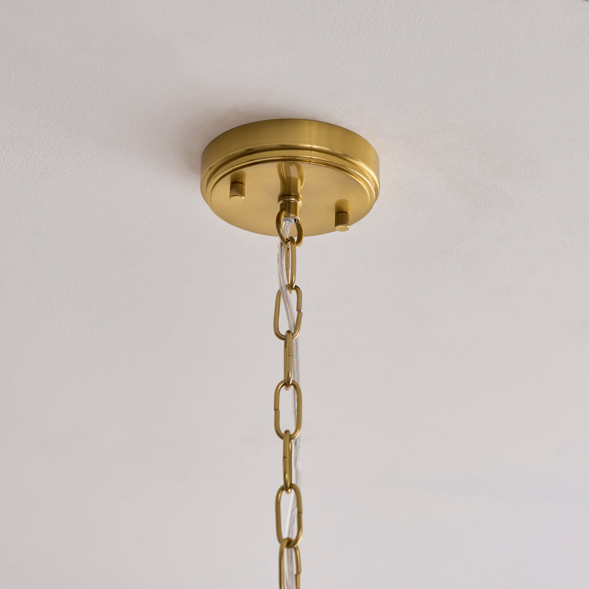 Ancara Three Light Pendant in Brushed Aged Brass with Champagne Textured Glass Panels