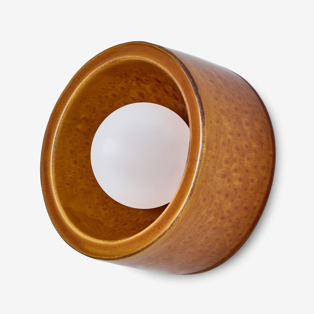 Mavi Ceramic Wall Light in Caramel Brown with Frosted Glass Diffuser