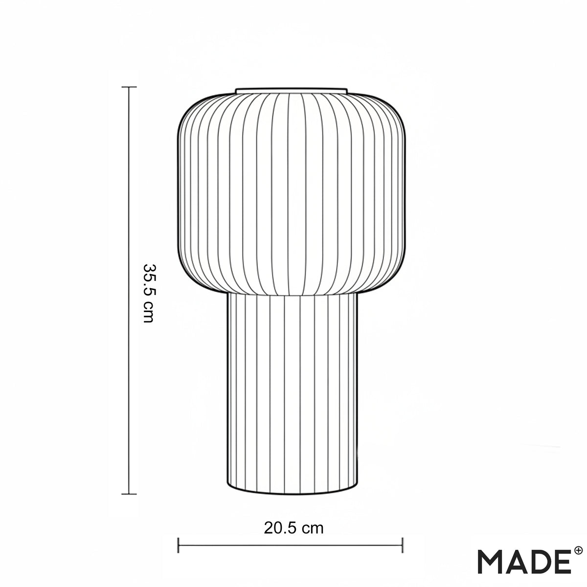 Briz Grey Glass Table Lamp with Grey Ribbed Glass Shade