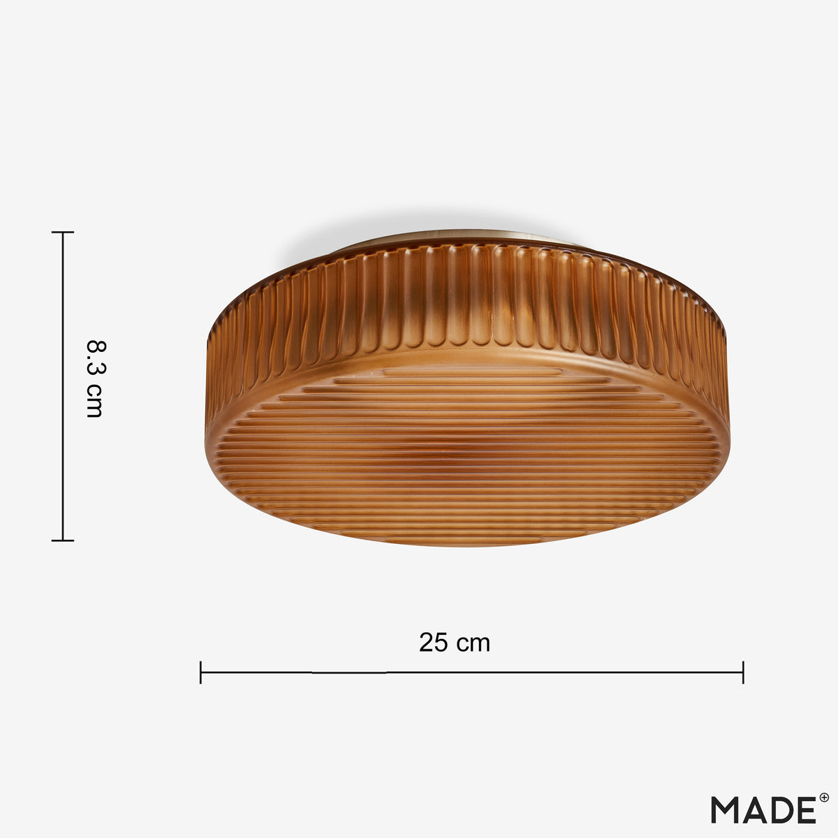Alma Semi Flush LED Ceiling Light in Brushed Chrome with Amber Brown Glass Shade