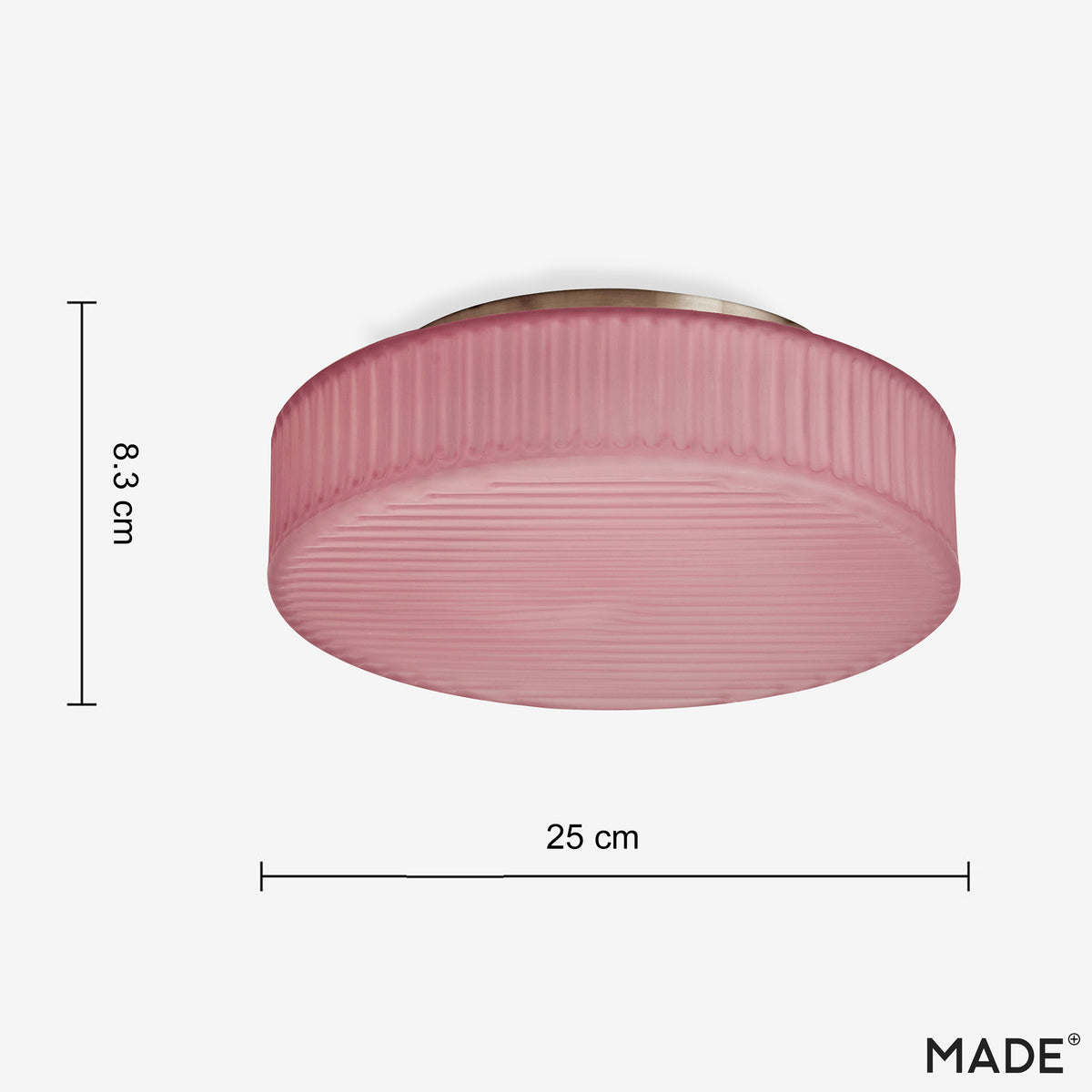 Alma Semi Flush LED Ceiling Light in Brushed Chrome with Pink Glass Shade