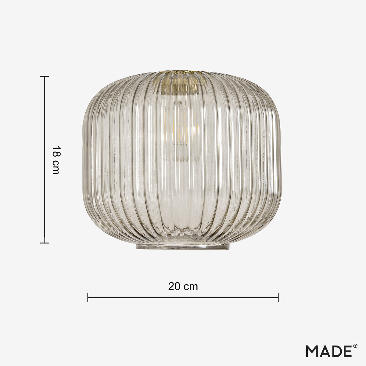 Briz Grey Ribbed Glass Shade