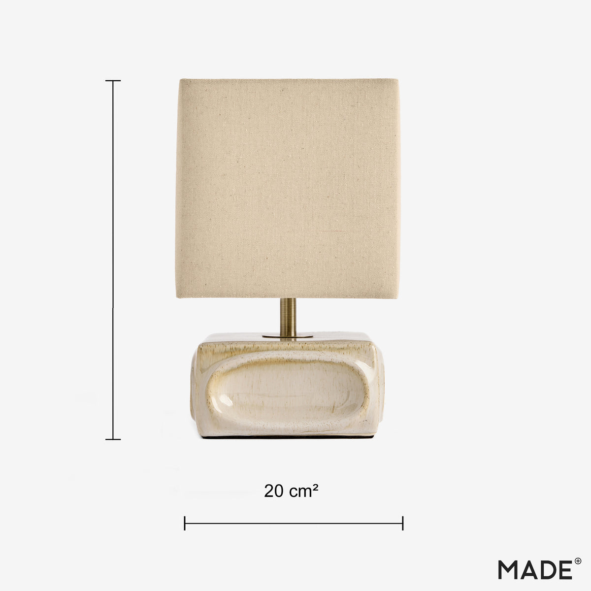 Nell Ceramic Table Lamp in Cream with Square Linen Shade