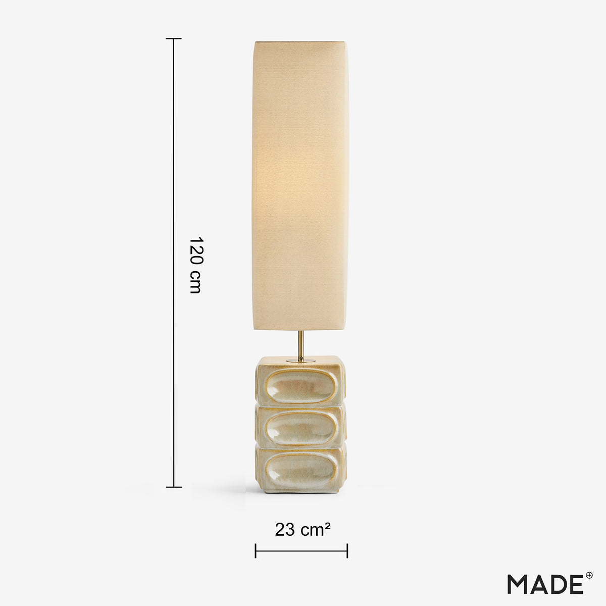 Nell Ceramic Floor Lamp in Cream with Square Linen Shade