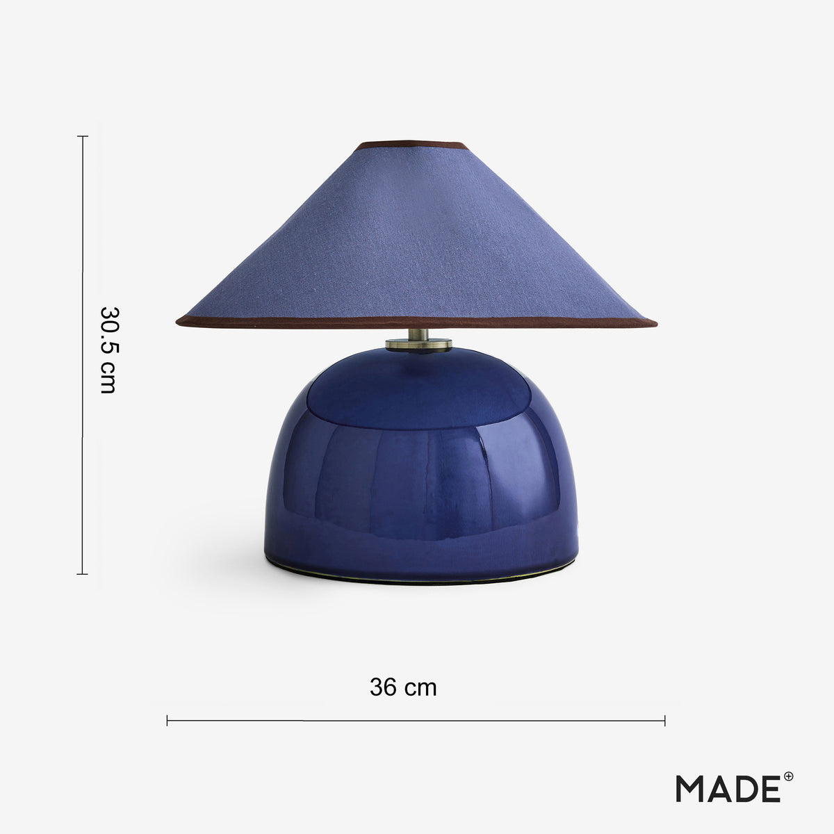 Nora Ceramic Table Lamp in Navy Blue with Navy Blue Linen Shade