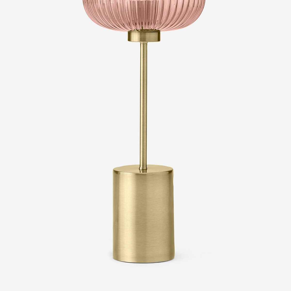 Briz Large Table Lamp in Antique Brass with Ribbed Pink Glass Shade