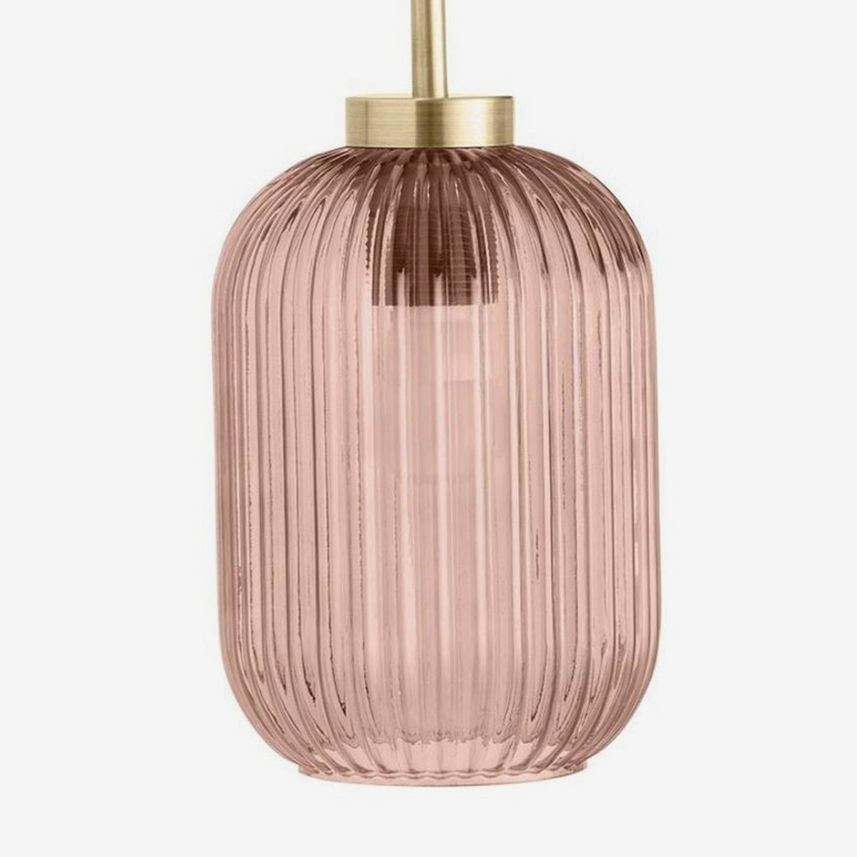 Briz Wall Light in Antique Brass with Ribbed Pink Glass Shade