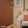 Globe Floor Lamp in Polished Brass with Smoked Glass Shades