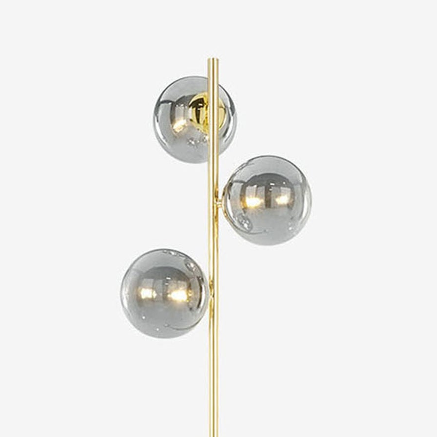 Globe Floor Lamp in Polished Brass with Smoked Glass Shades