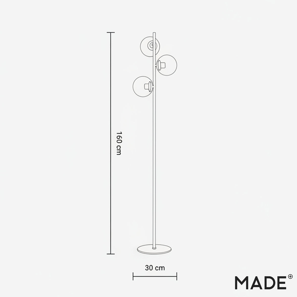 Globe Floor Lamp in Brushed Brass with Green Ombre Glass Shades