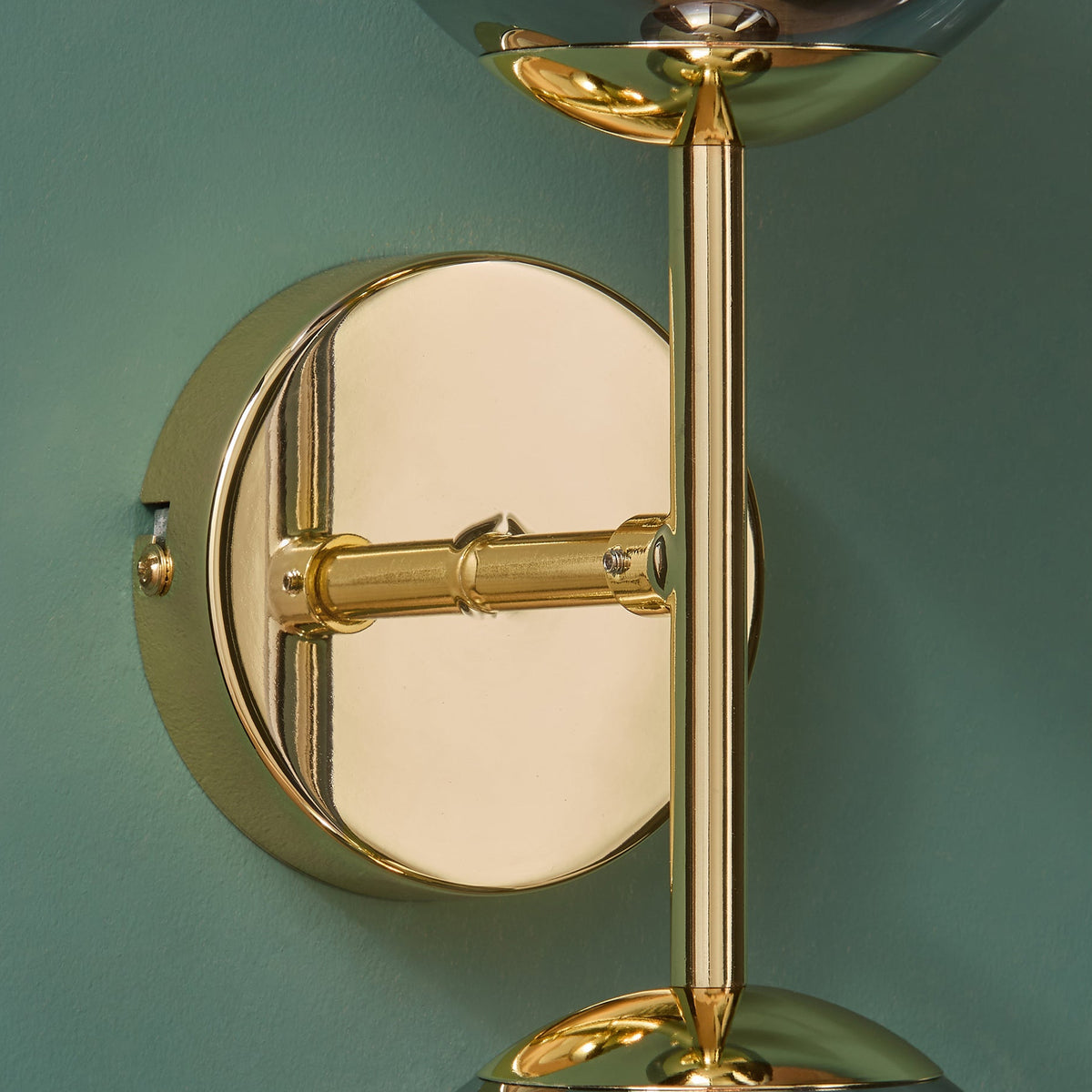 Globe Wall Light in Polished Brass with Smoked Glass Shades