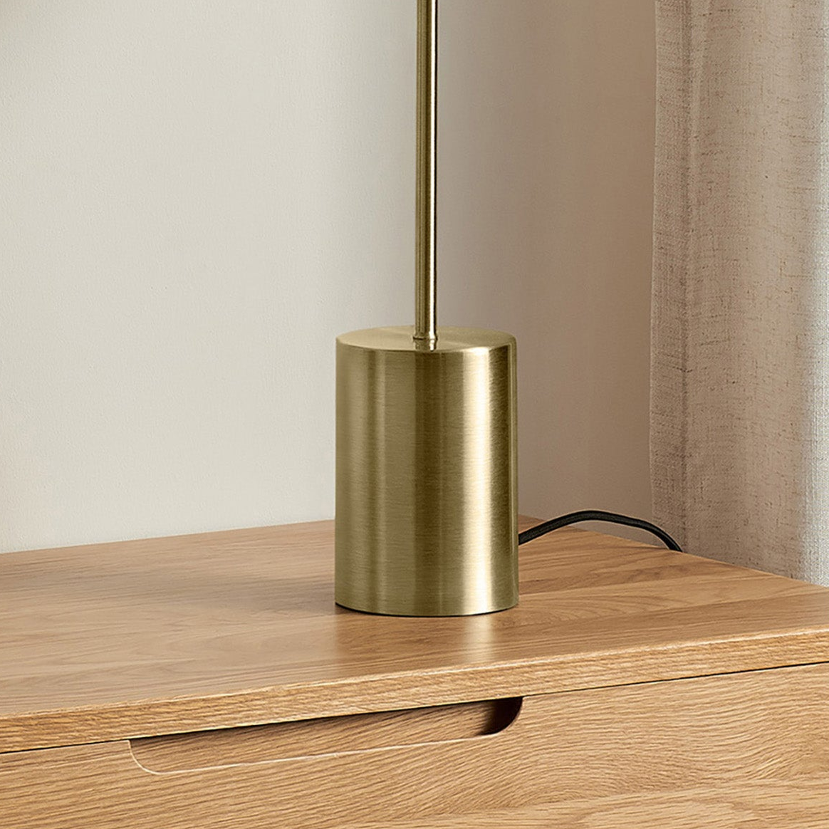 Briz Large Table Lamp in Antique Brass with Ribbed Grey Glass Shade