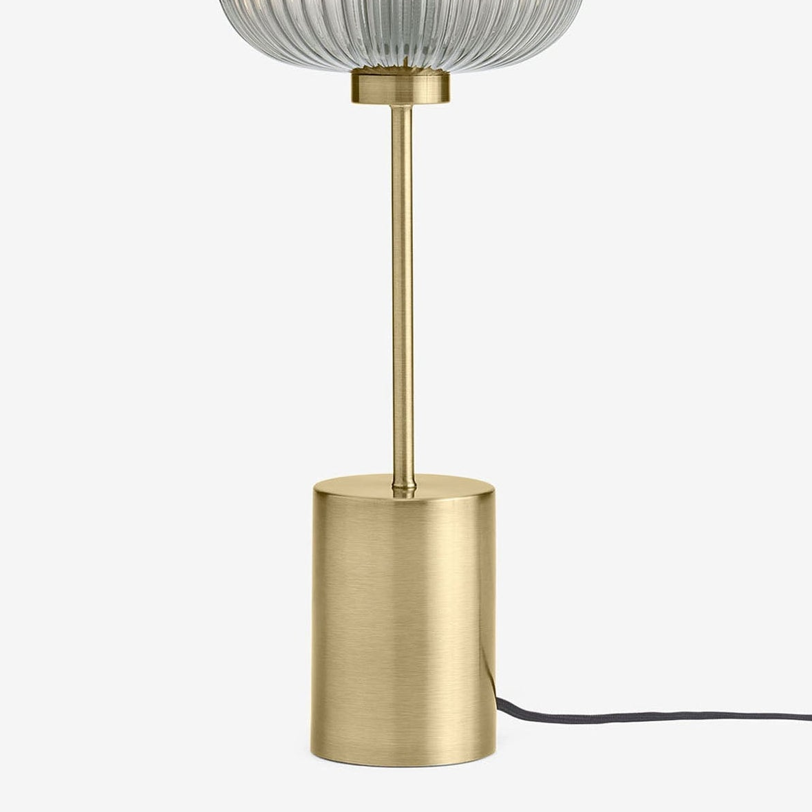 Briz Large Table Lamp in Antique Brass with Ribbed Grey Glass Shade