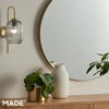 Briz Wall Light in Antique Brass with Ribbed Grey Glass Shade
