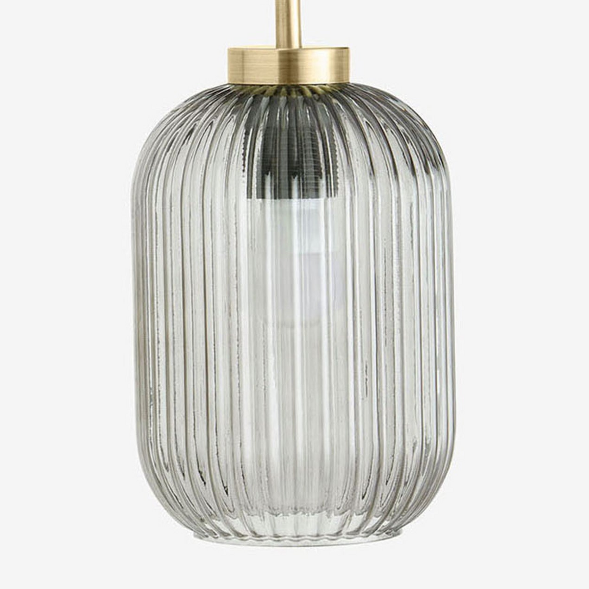 Briz Wall Light in Antique Brass with Ribbed Grey Glass Shade