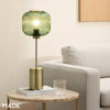 Briz Large Table Lamp in Antique Brass with Ribbed Green Glass Shade