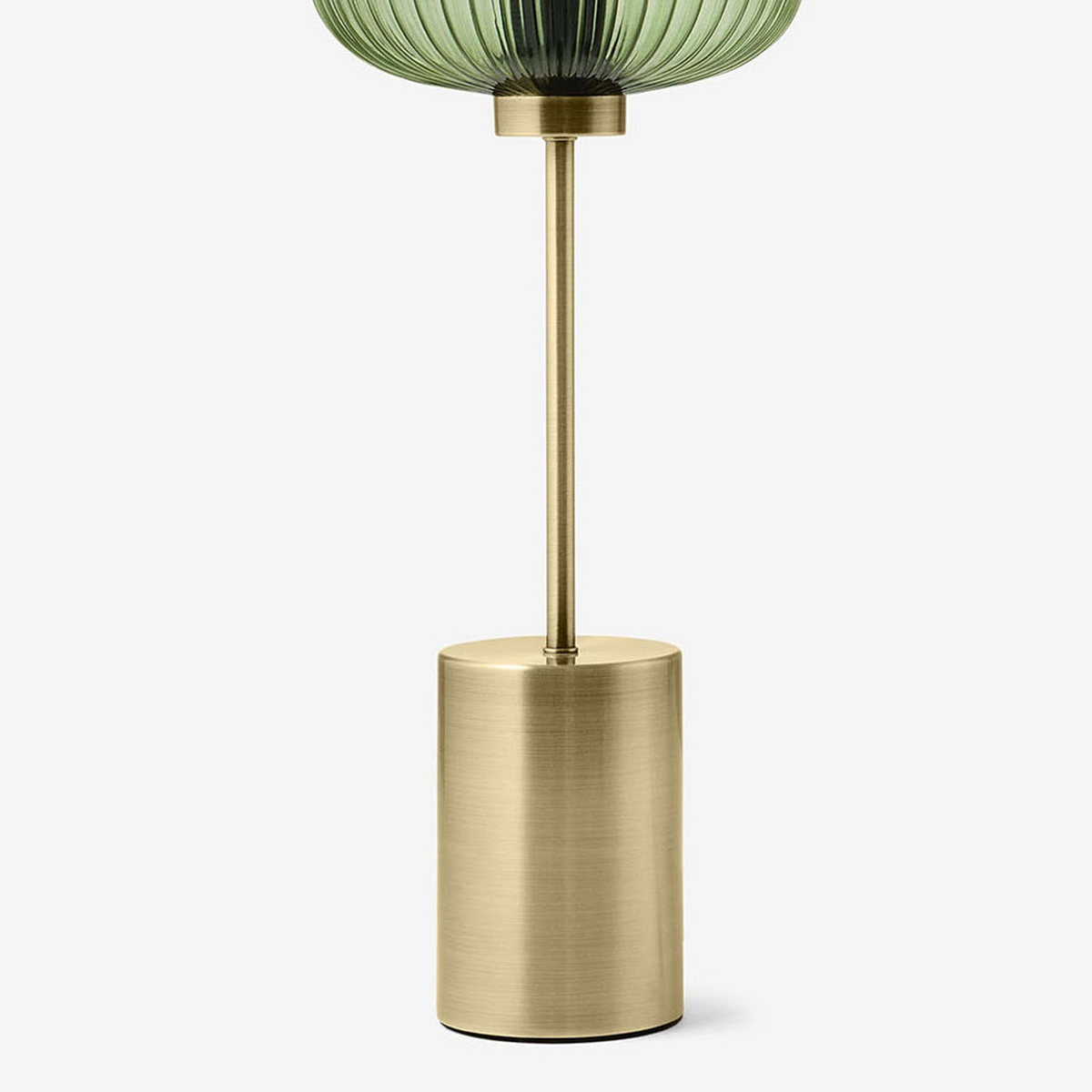Briz Large Table Lamp in Antique Brass with Ribbed Green Glass Shade