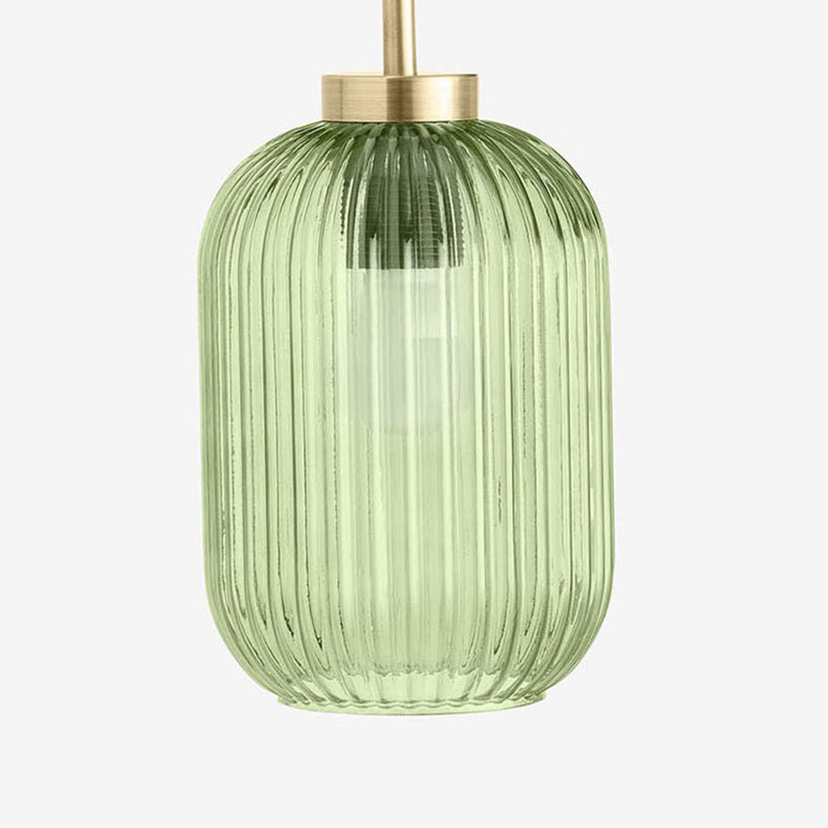 Briz Wall Light in Antique Brass with Ribbed Green Glass Shade