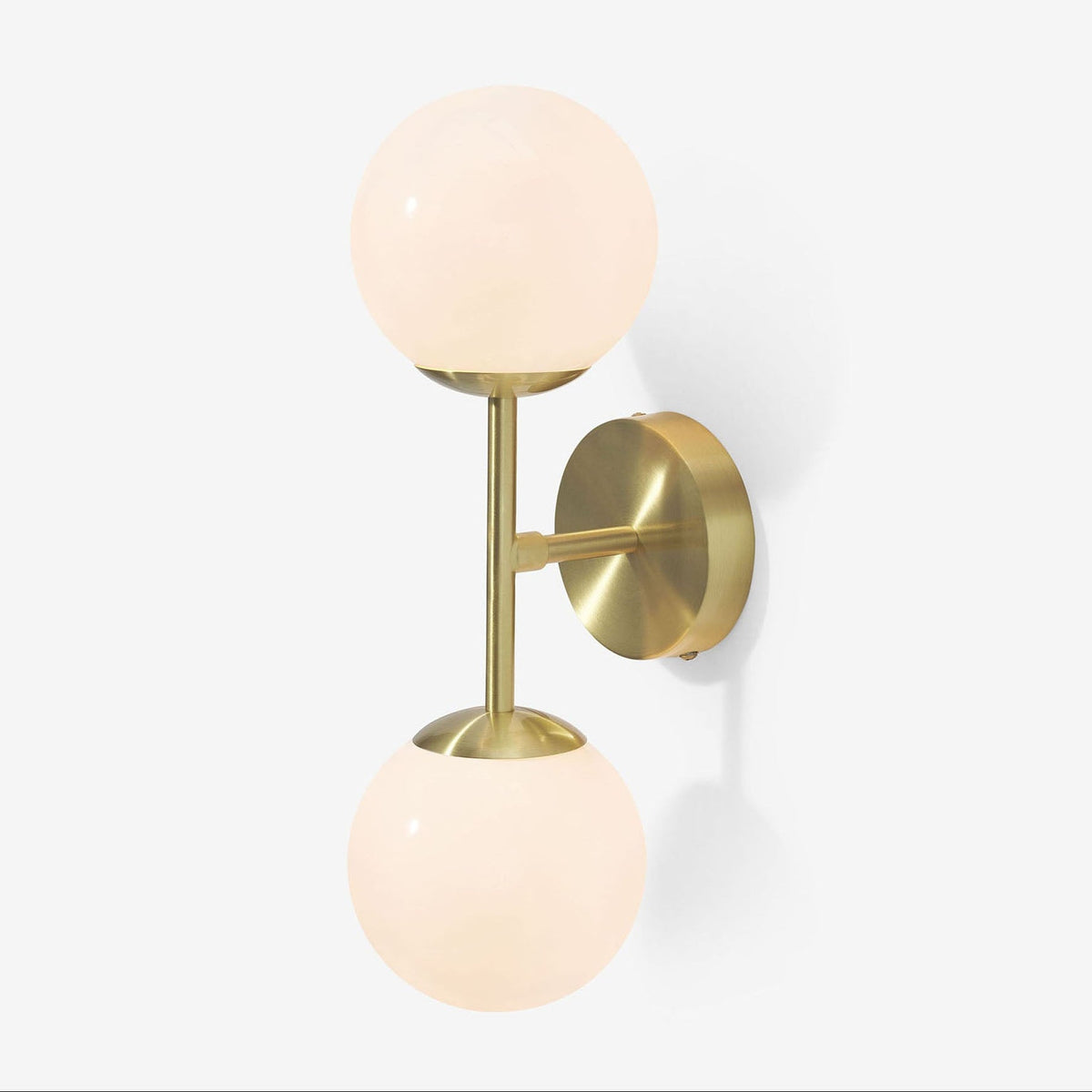 Globe Wall Light in Brushed Brass with Opal Glass Shades