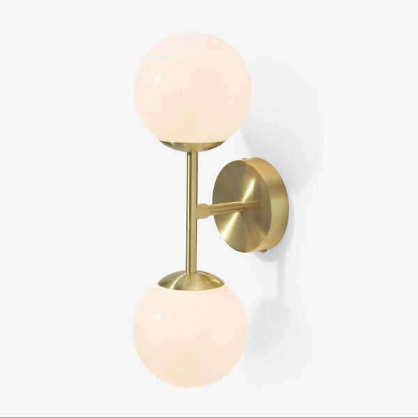 Globe Wall Light in Brushed Brass with Opal Glass Shades
