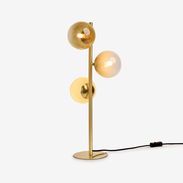 Globe Table Lamp in Brushed Brass with Green Ombre Glass Shades