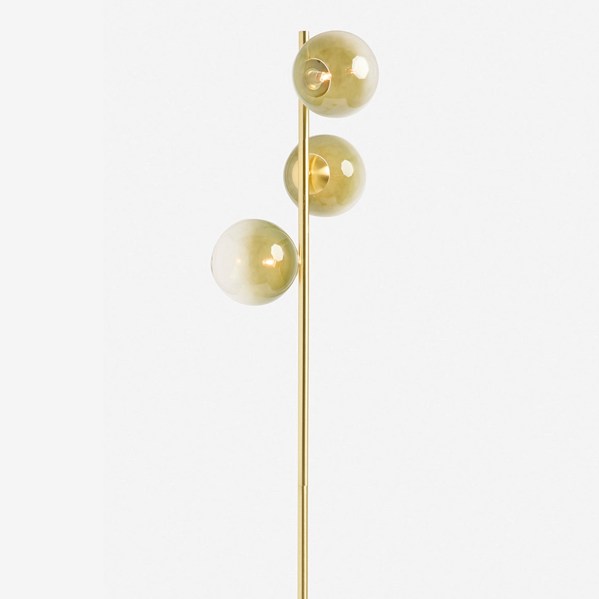 Globe Floor Lamp in Brushed Brass with Green Ombre Glass Shades