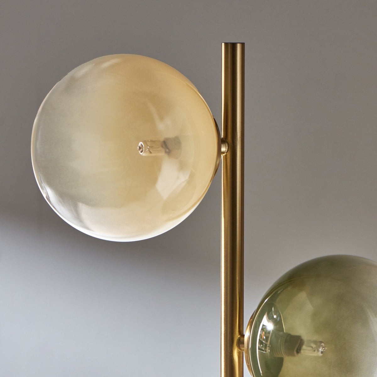 Globe Floor Lamp in Brushed Brass with Green Ombre Glass Shades