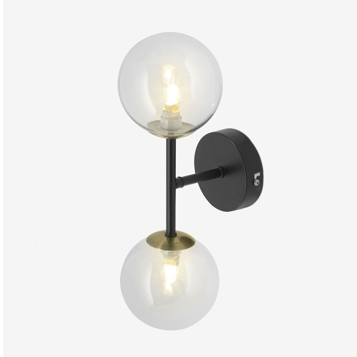 Globe Wall Light in Matt Black with Tinted Grey Glass Shades