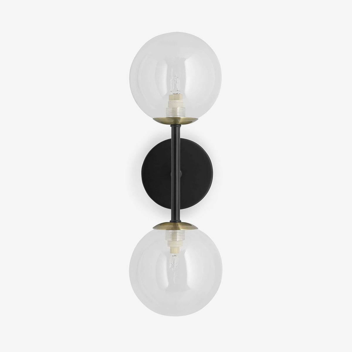 Globe Wall Light in Matt Black with Tinted Grey Glass Shades
