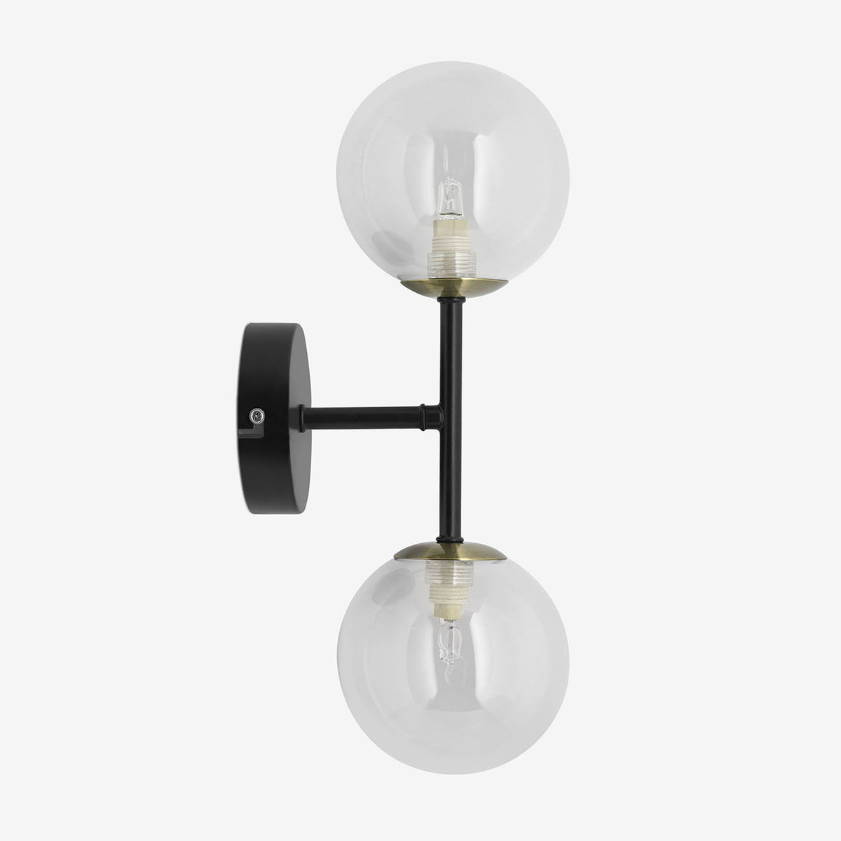 Globe Wall Light in Matt Black with Tinted Grey Glass Shades