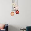 Ilaria 5 Light Cluster Pendant No.3 in Polished Brass with Multi Colour Dimple Glass Shades