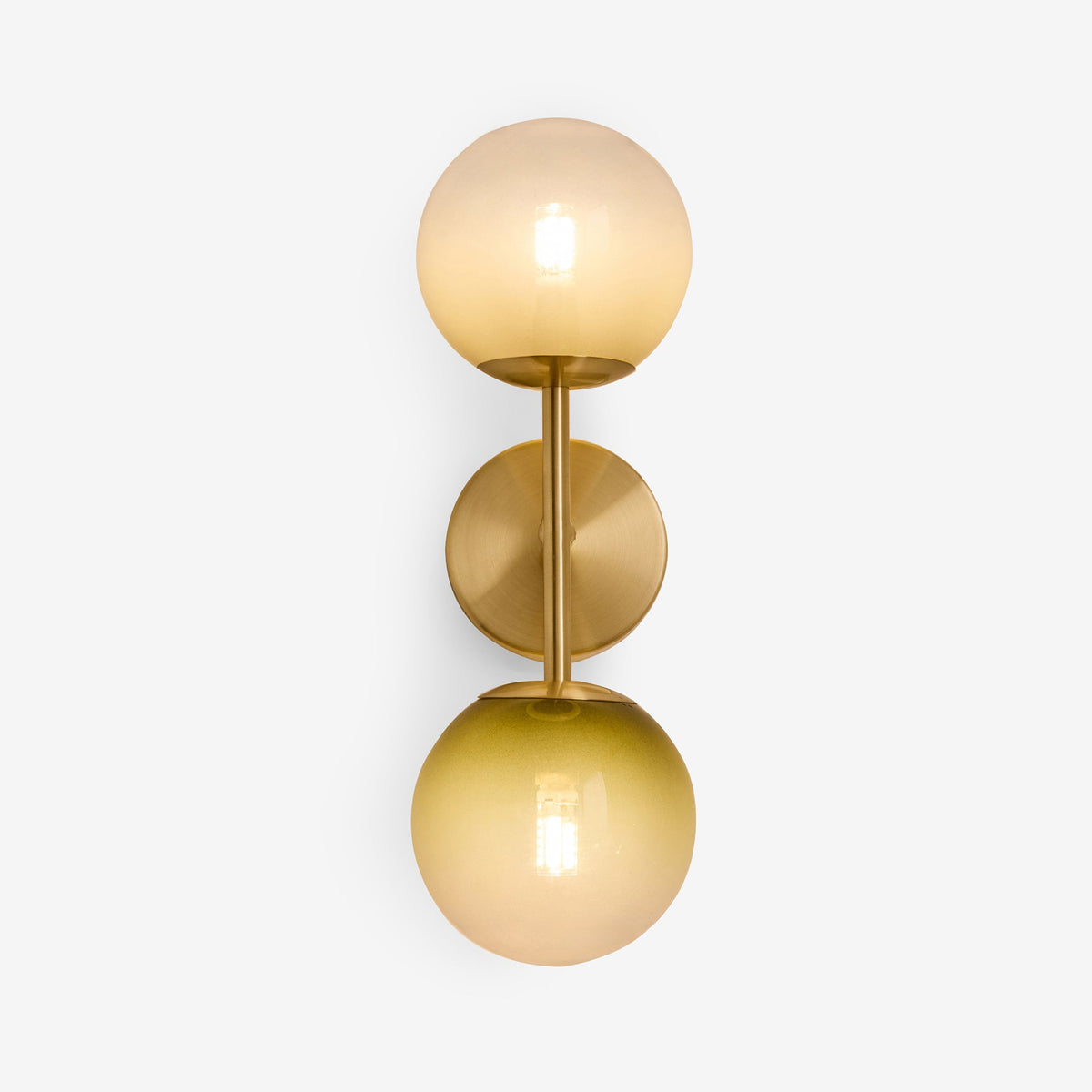 Globe Wall Light in Brushed Brass with Green Ombre Glass Shades