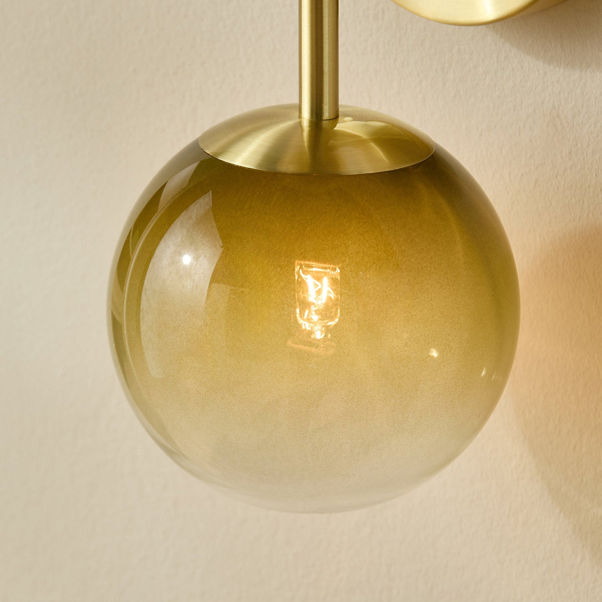 Globe Wall Light in Brushed Brass with Green Ombre Glass Shades