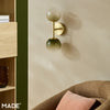 Globe Wall Light in Brushed Brass with Green Ombre Glass Shades