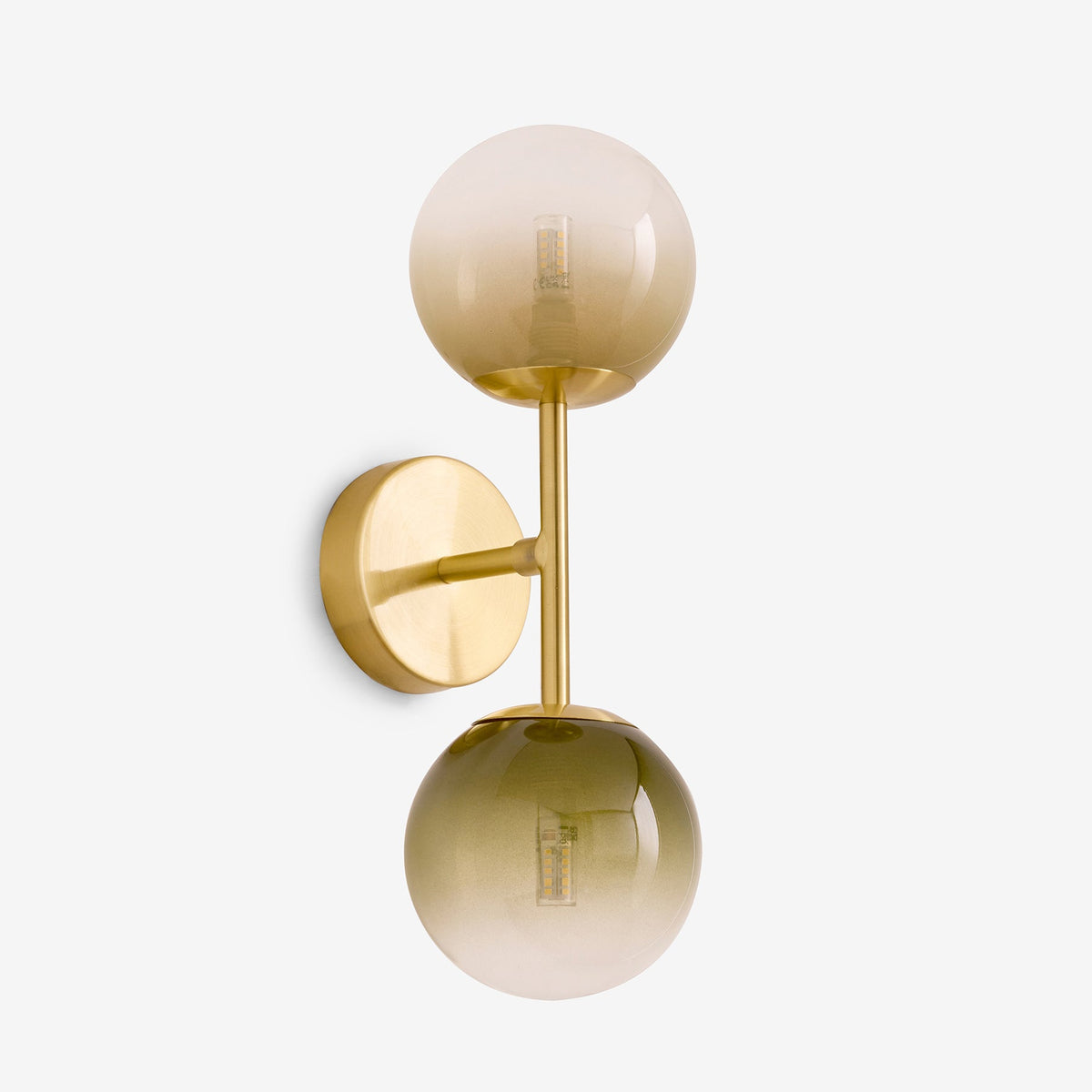 Globe Wall Light in Brushed Brass with Green Ombre Glass Shades