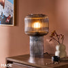 Briz Grey Glass Table Lamp with Grey Ribbed Glass Shade