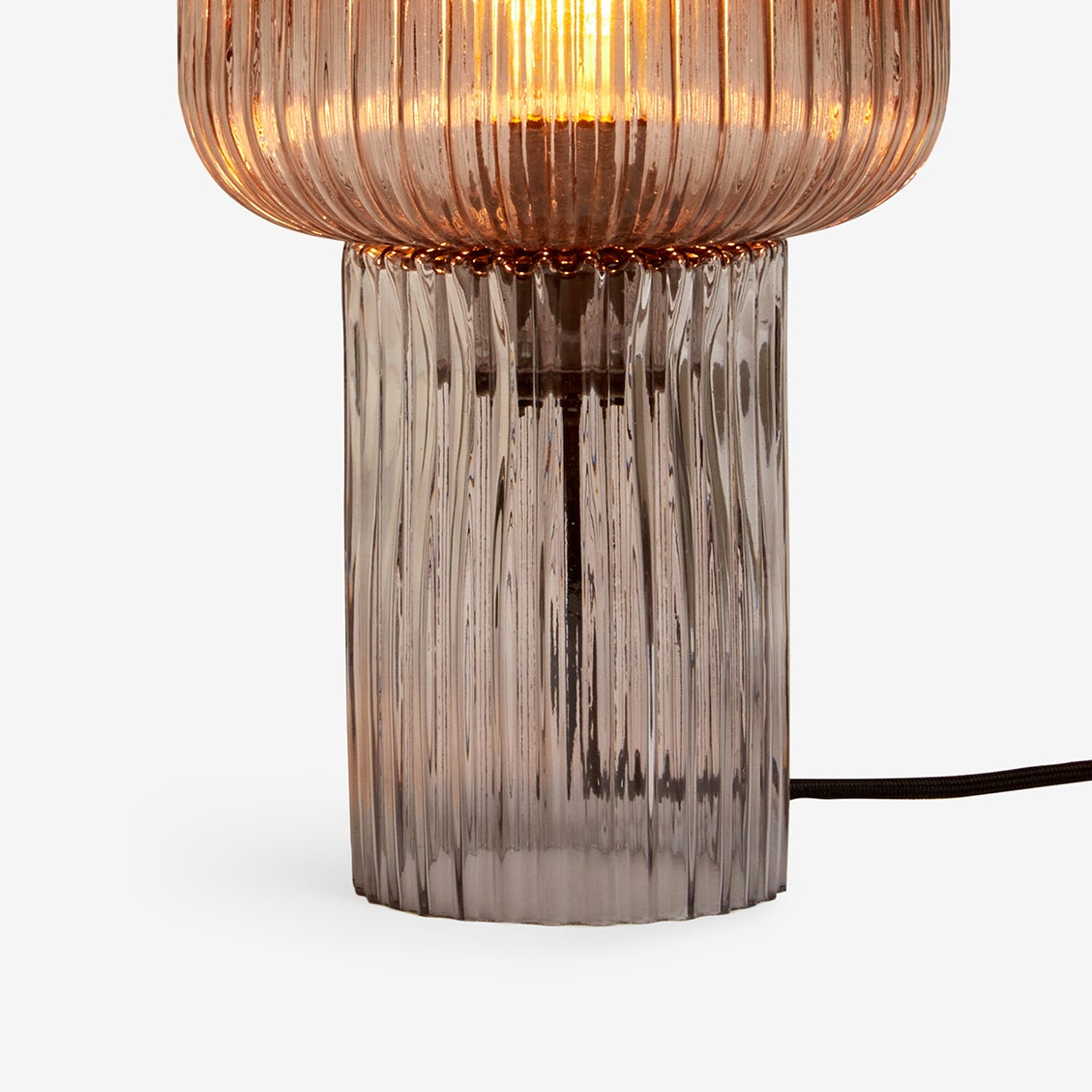 Briz Grey Glass Table Lamp with Grey Ribbed Glass Shade