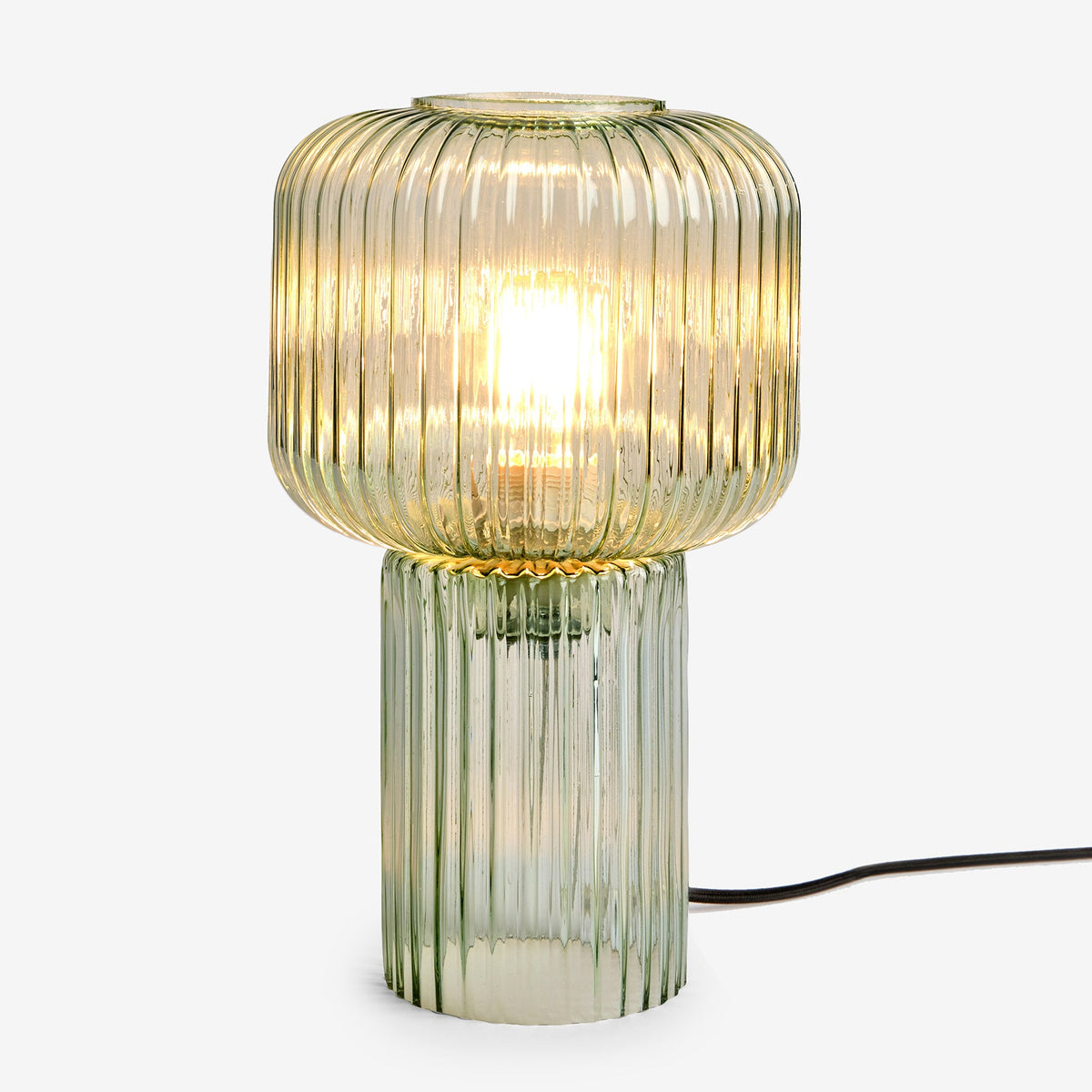Briz Green Glass Table Lamp with Green Ribbed Glass Shade