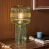 Briz Green Glass Table Lamp with Green Ribbed Glass Shade