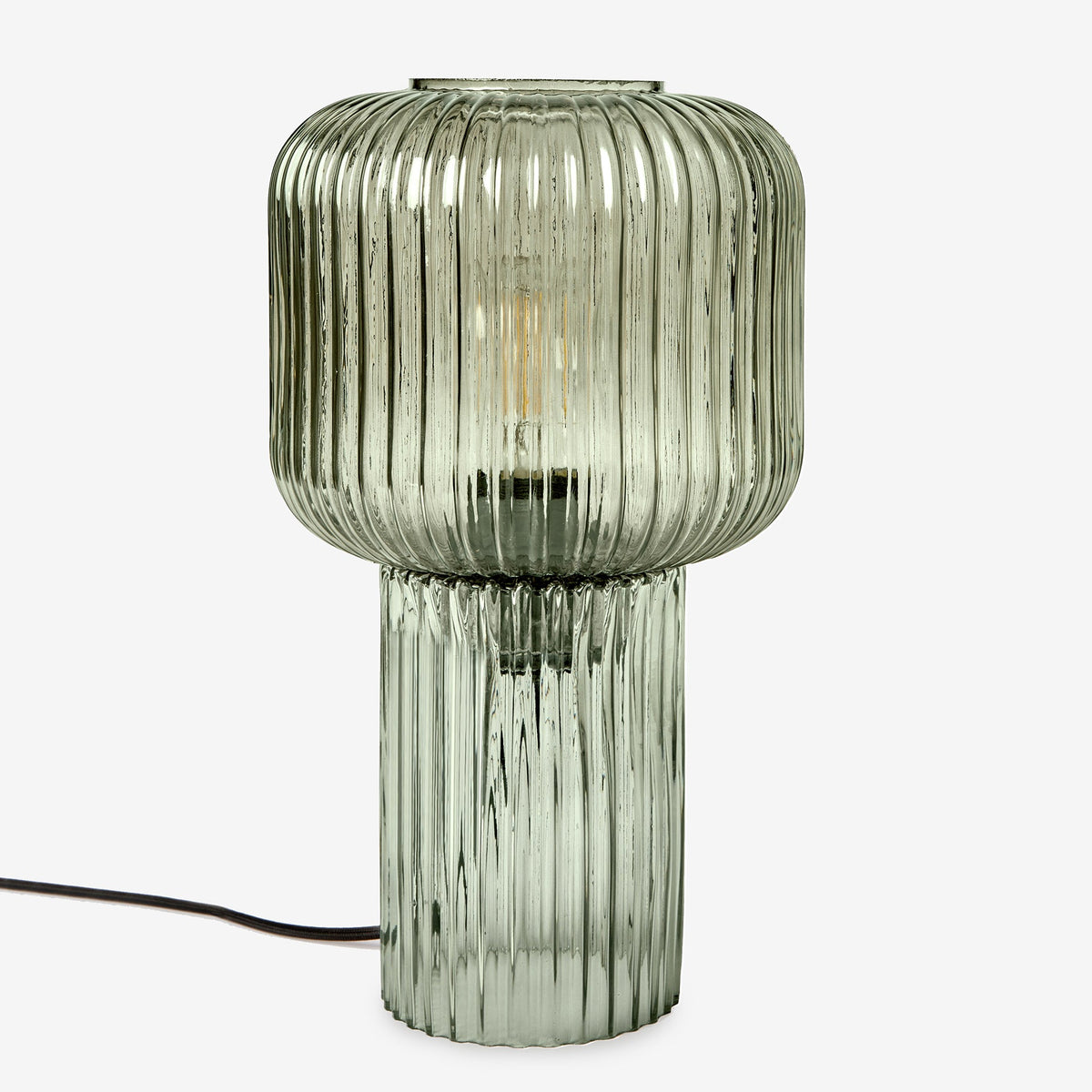 Briz Green Glass Table Lamp with Green Ribbed Glass Shade