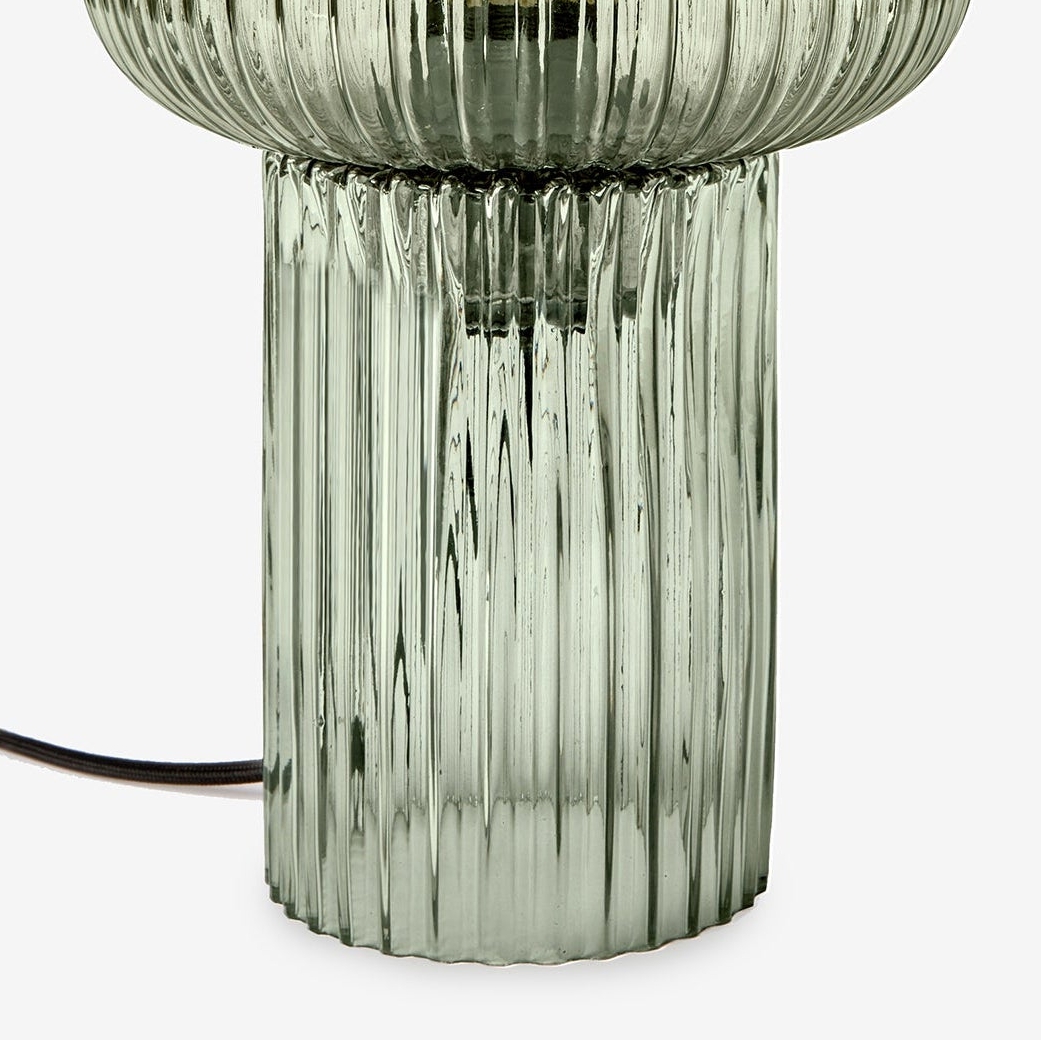 Briz Green Glass Table Lamp with Green Ribbed Glass Shade