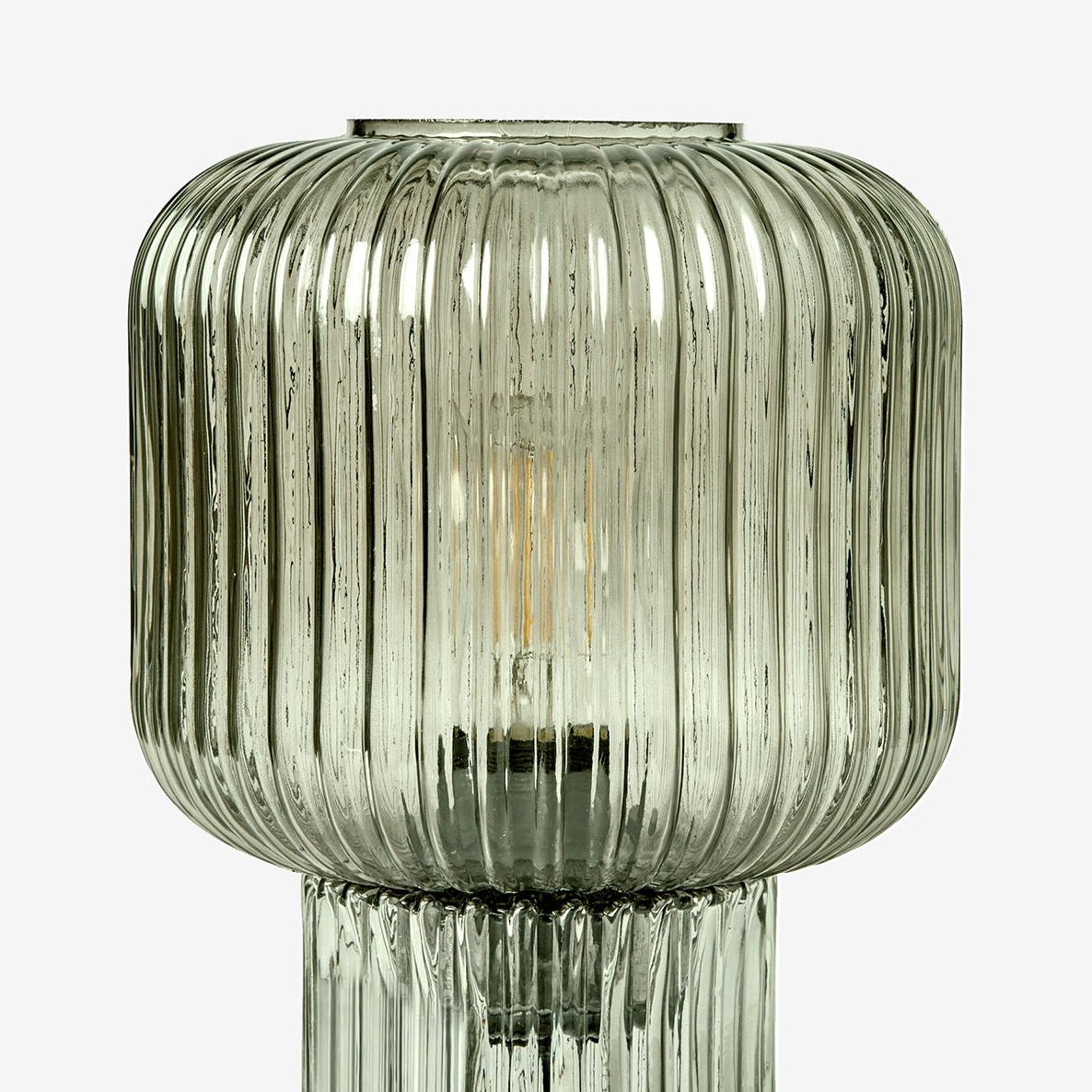 Briz Green Glass Table Lamp with Green Ribbed Glass Shade