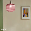 Briz Pink Ribbed Glass Shade